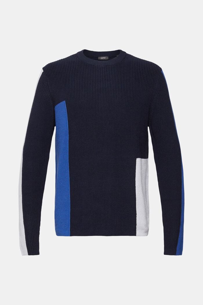 Knitted colour block jumper, NAVY, detail image number 7