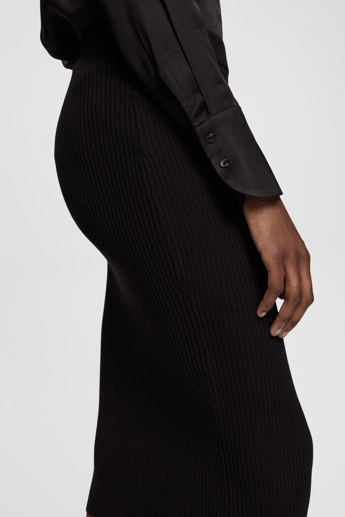 Rib knit pencil skirt, BLACK, detail image number 0