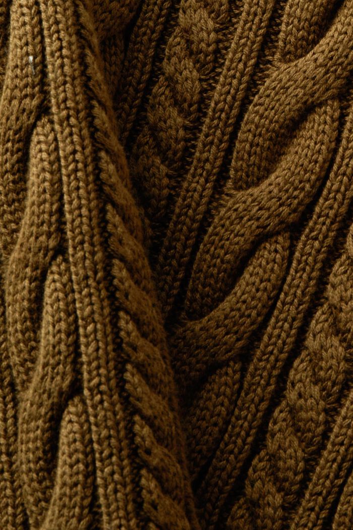 Cotton Cable Knit Jumper, DARK KHAKI, detail image number 5
