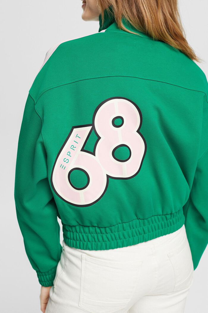 Cropped track style jacket, EMERALD GREEN, detail image number 4