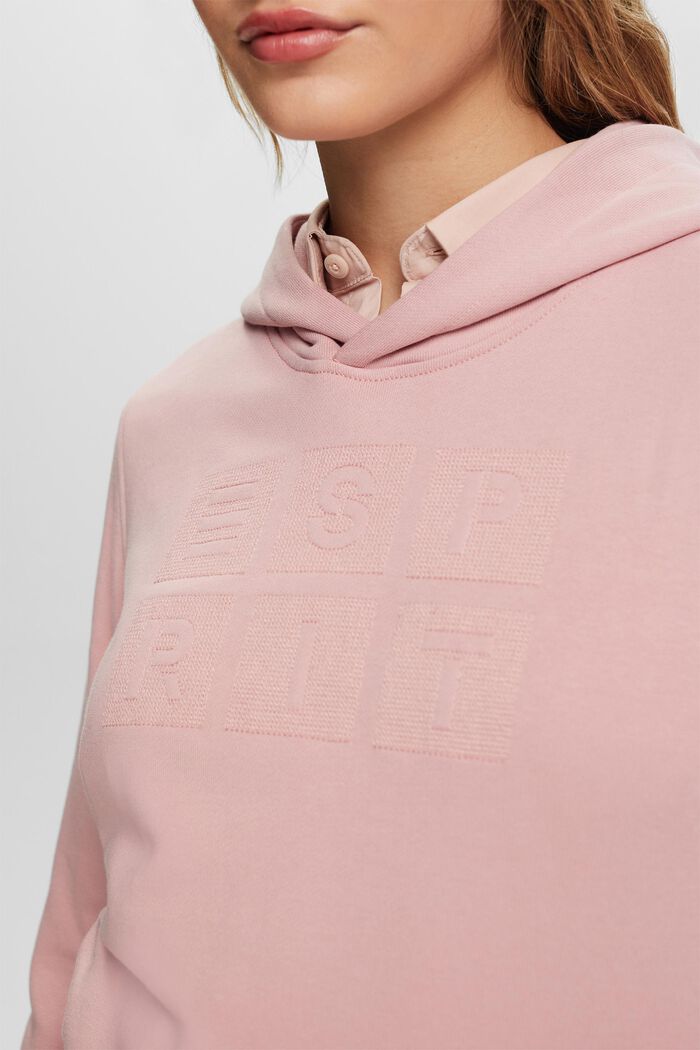 Embroidered logo hoodie, organic cotton, OLD PINK, detail image number 2