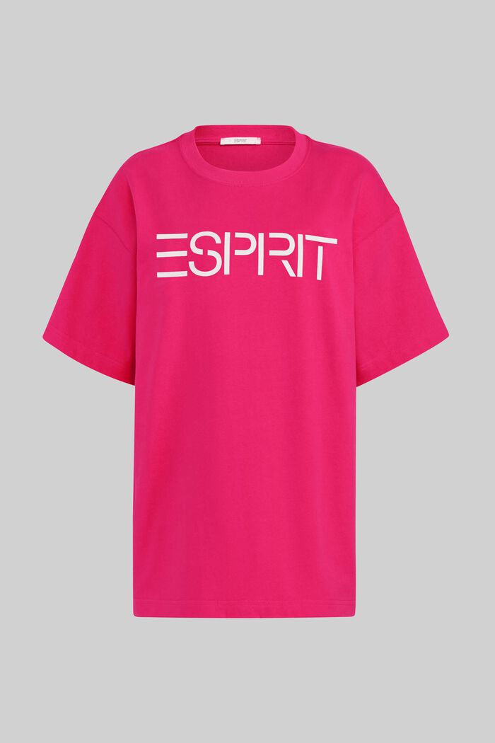 Unisex T-shirt with a logo print, PINK FUCHSIA, detail image number 6