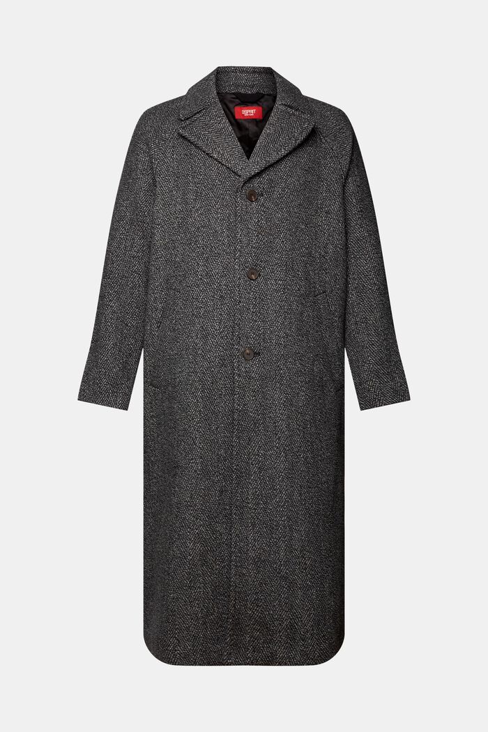 Herringbone Wool-Blend Coat, BLACK, detail image number 6