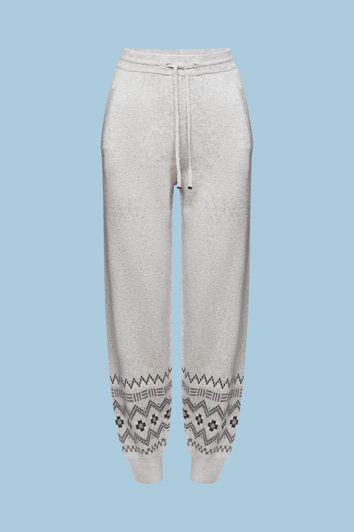 Wool-Cashmere Blend Fair Isle Knit Pants, LIGHT GREY, detail image number 6