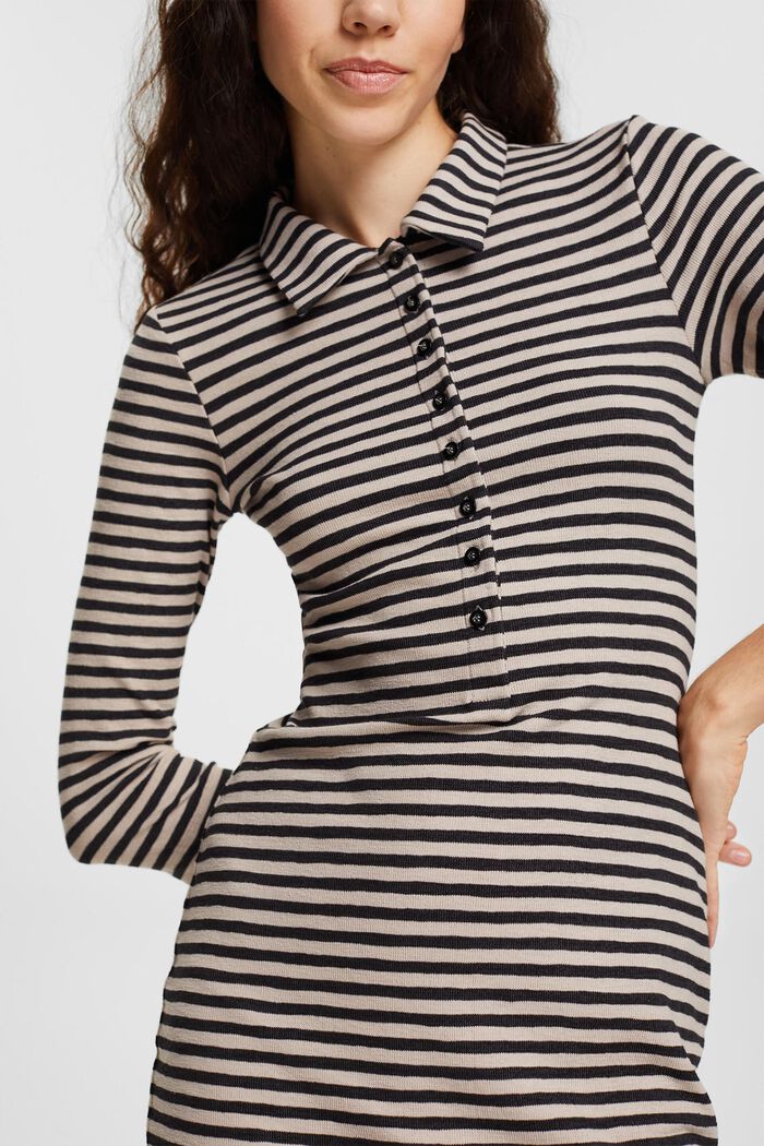 Striped polo dress, LIGHT TAUPE, detail image number 0