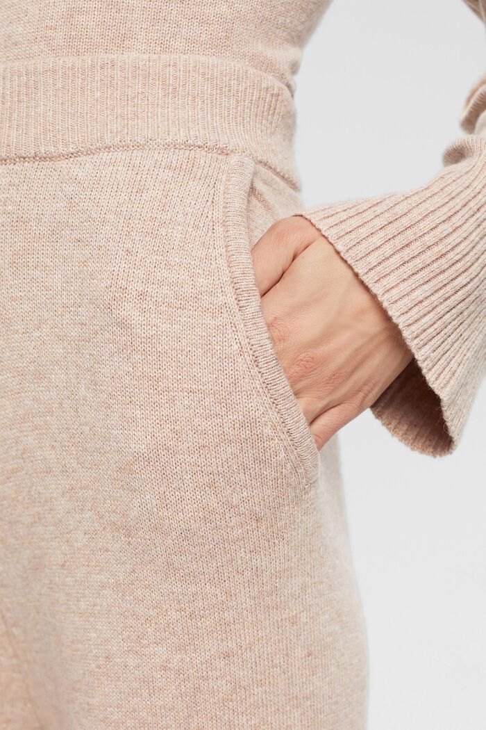High-rise wool blend knit trousers, LIGHT TAUPE, detail image number 0