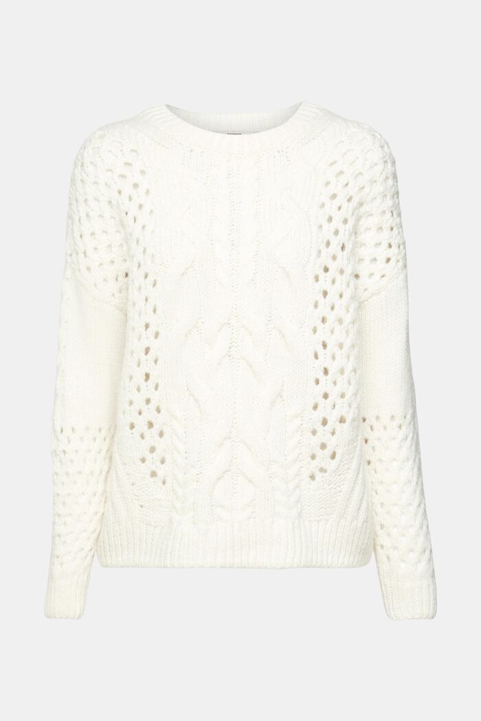 Cable knit jumper, OFF WHITE, detail image number 6