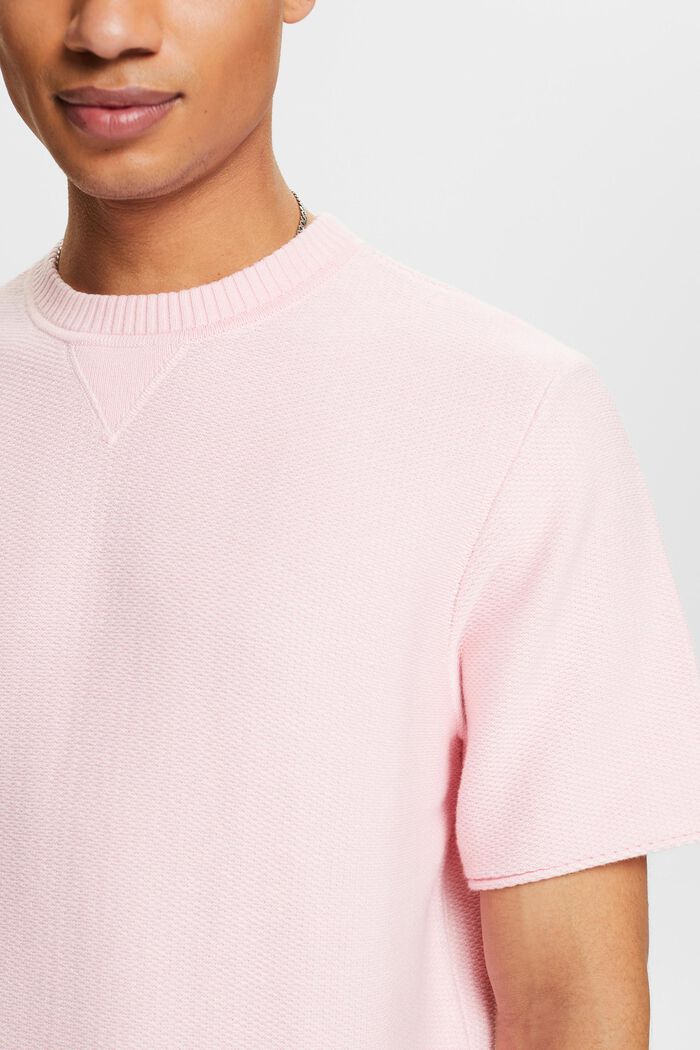 Short-Sleeve Crewneck Sweater, PASTEL PINK, detail image number 3