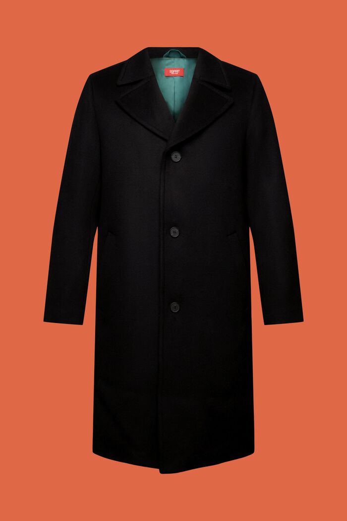 Wool-Blend Coat, BLACK, detail image number 6