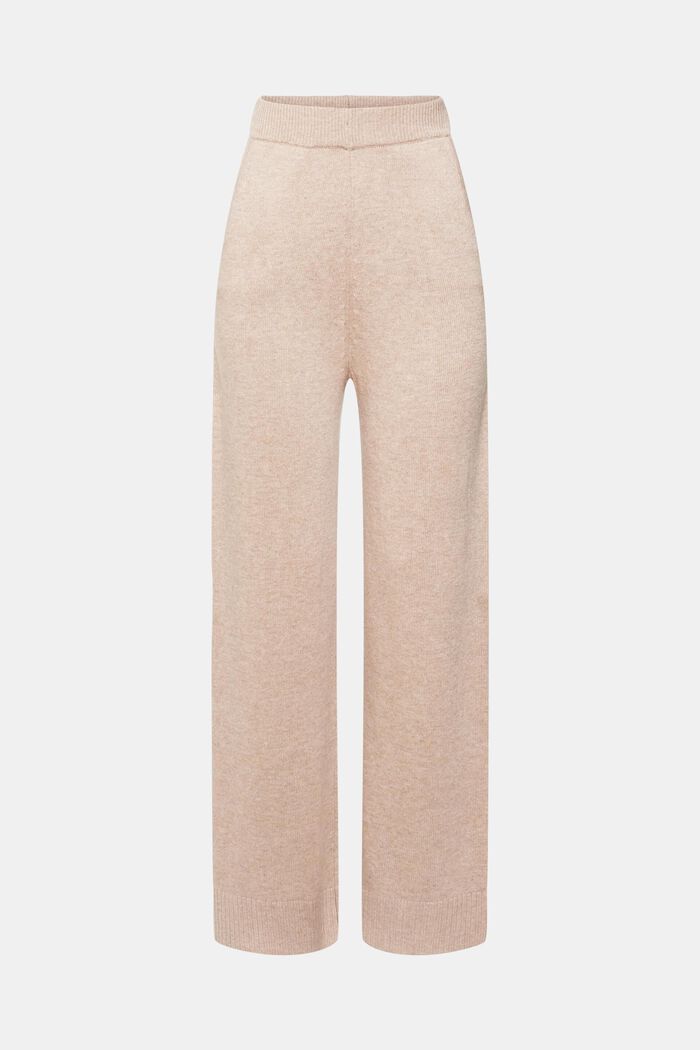 High-rise wool blend knit trousers, LIGHT TAUPE, detail image number 2
