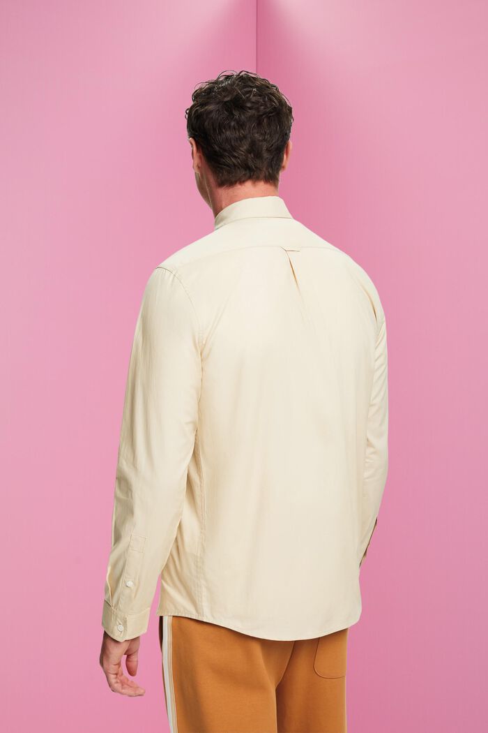Button-down cotton shirt, BEIGE, detail image number 3