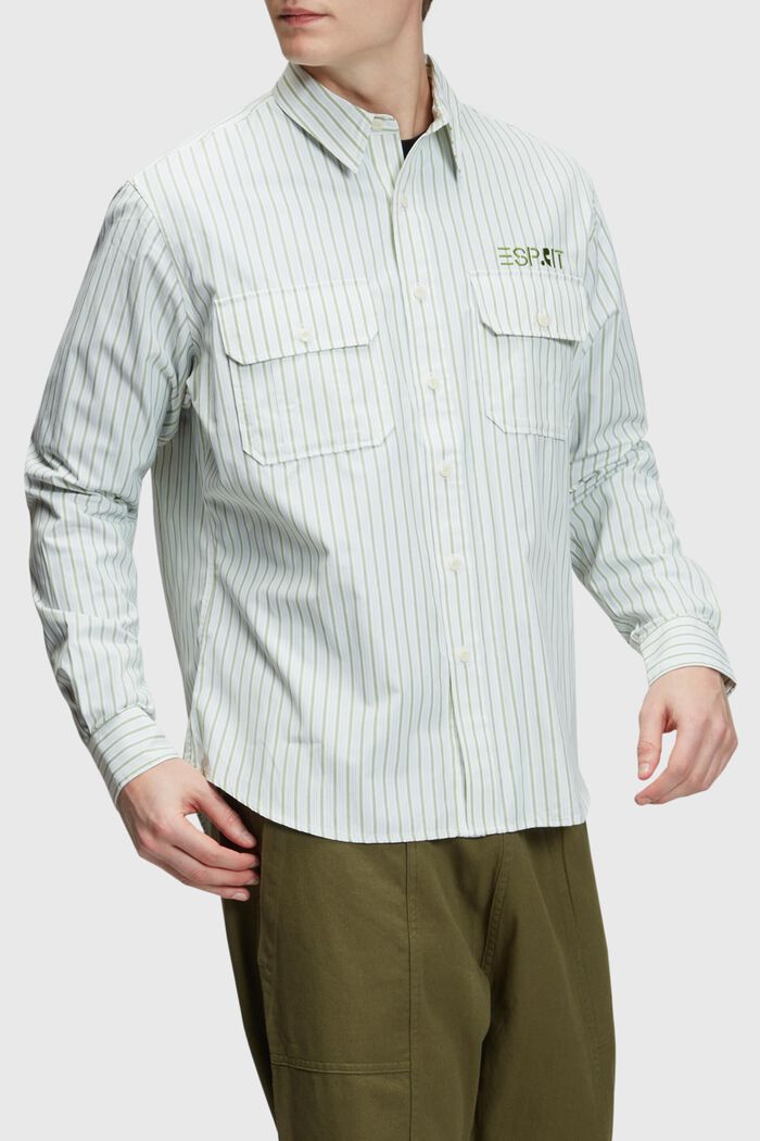 Relaxed fit striped shirt, GREEN, detail image number 0