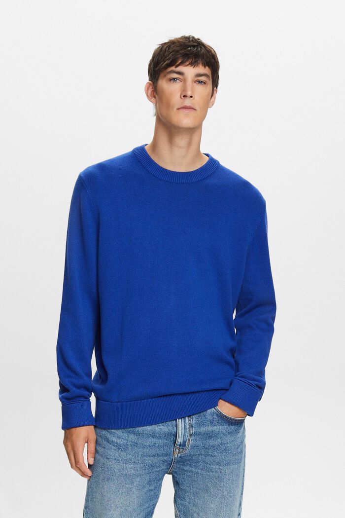 Cotton Crewneck Sweatshirt, BRIGHT BLUE, detail image number 2