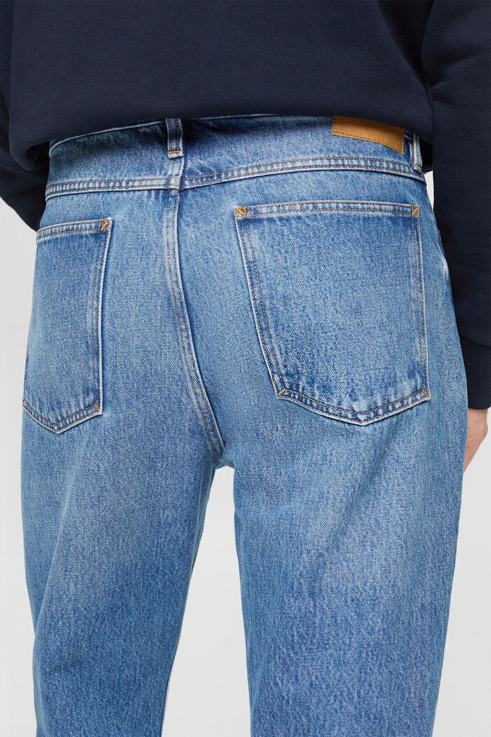 Jeans with a straight leg, organic cotton, BLUE MEDIUM WASHED, detail image number 4