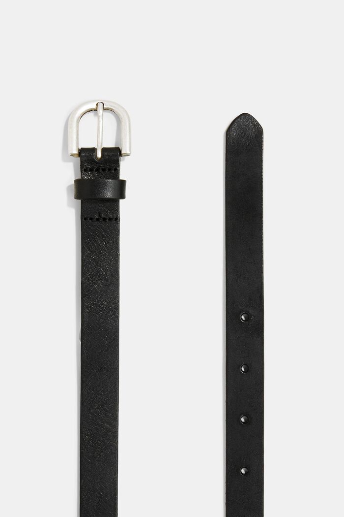 Narrow leather belt, BLACK, detail image number 1