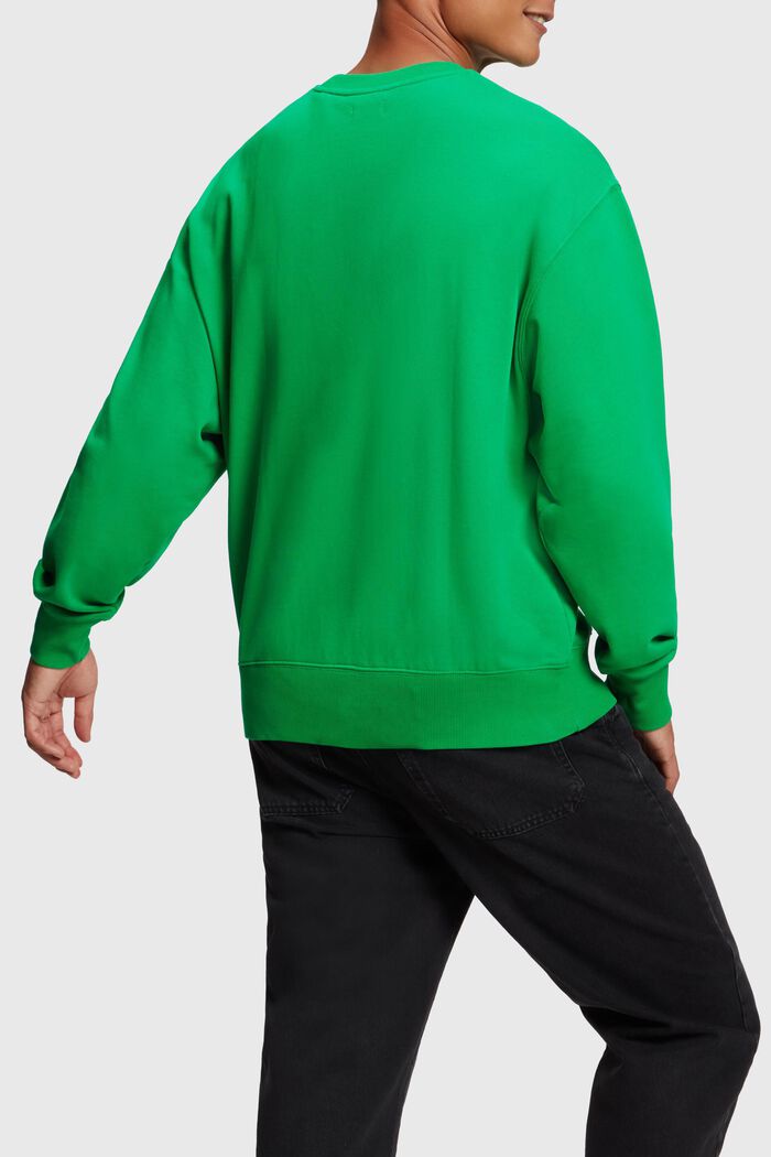 Matte shine logo applique sweatshirt, GREEN, detail image number 1
