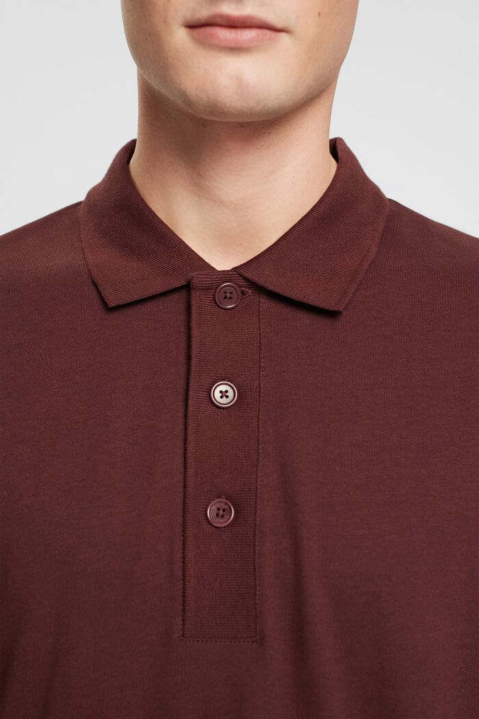 Long sleeve polo shirt, BORDEAUX RED, detail image number 0