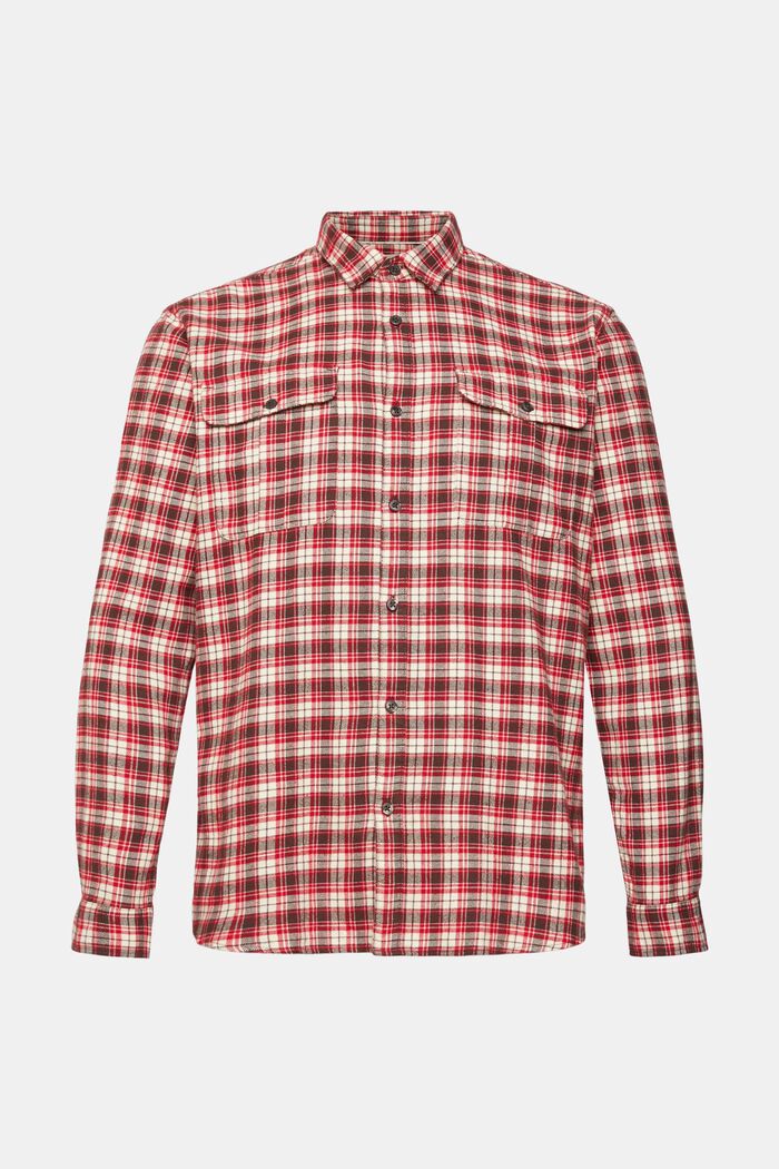 Checked flannel shirt, DARK RED, detail image number 2