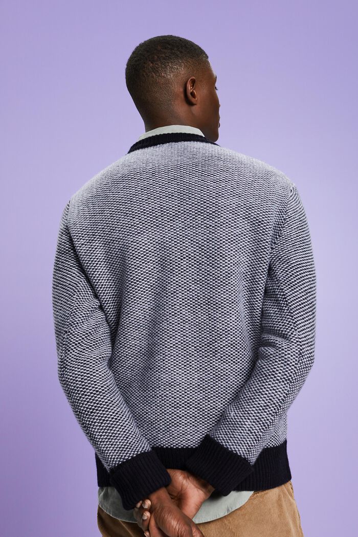 Structured Wool Crewneck Sweater, BLACK, detail image number 2