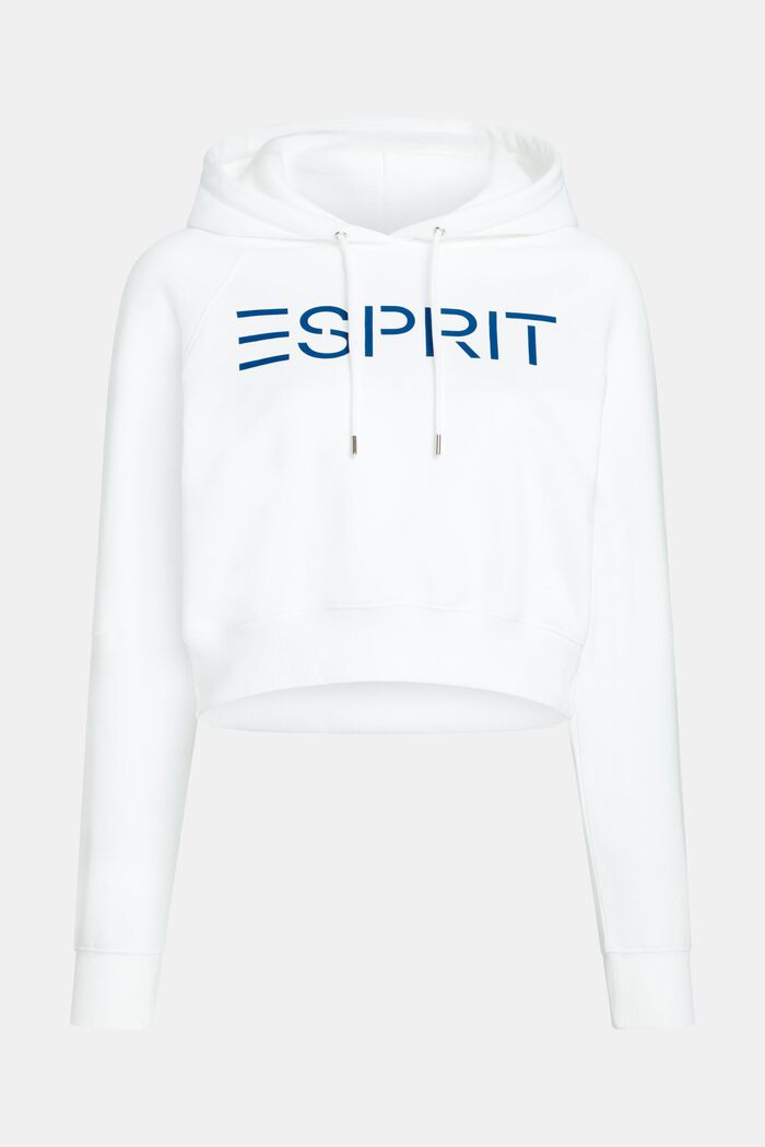 Cropped logo hoodie, WHITE, detail image number 4