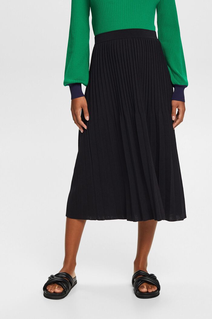 Pleated midi skirt, BLACK, detail image number 0