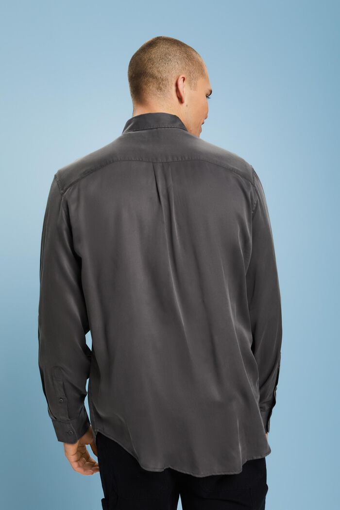 Satin Longsleeve Shirt, DARK GREY, detail image number 2