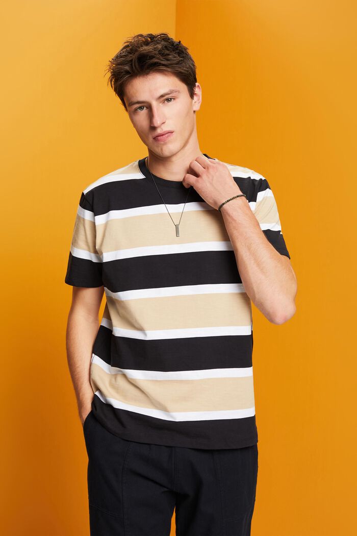 Striped jersey T-shirt, 100% cotton, BLACK, detail image number 0