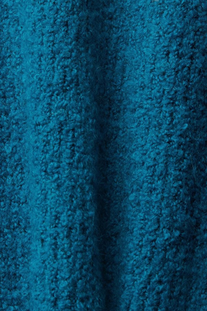 Bouclé jumper with wool and alpaca, TEAL BLUE, detail image number 1