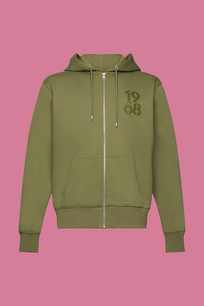 Full-length zip hoodie, OLIVE, detail image number 5