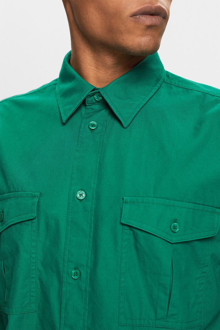 Cotton Utility Shirt, DARK GREEN, detail image number 2