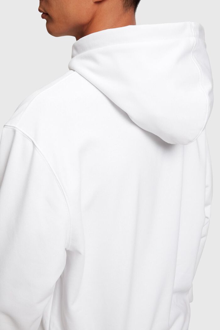 Denim Not Denim placement indigo print hoodie​, WHITE, detail image number 3