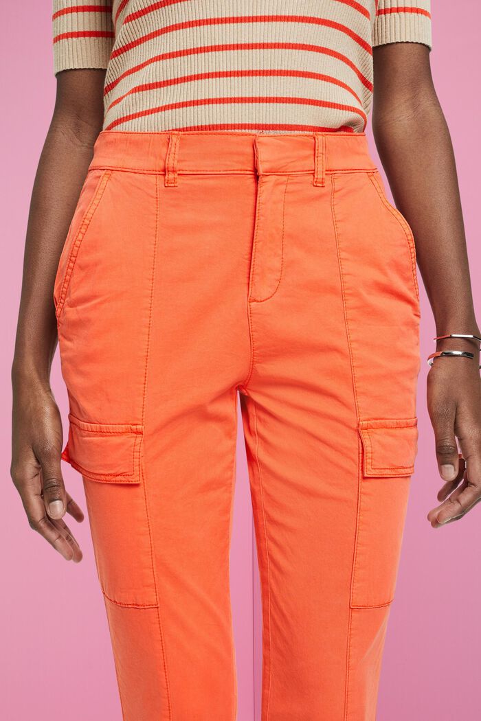 Mid-rise cargo-style trousers, ORANGE RED, detail image number 4