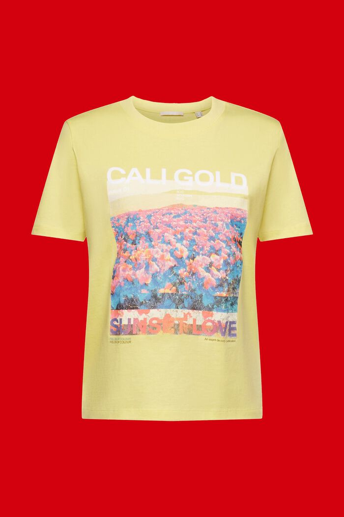 Cotton t-shirt with front print, LIGHT YELLOW, detail image number 5