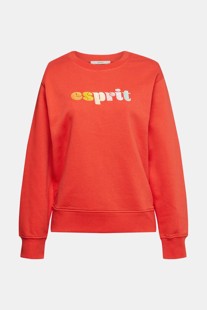 Sweatshirt with a colourful embroidered logo, ORANGE RED, detail image number 8