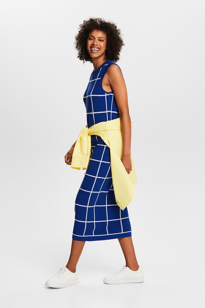 Jacquard-Knit Sleeveless Midi Dress, BRIGHT BLUE 4, detail image number 1