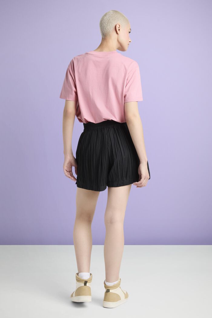 Pleated High-Rise Shorts, BLACK, detail image number 4