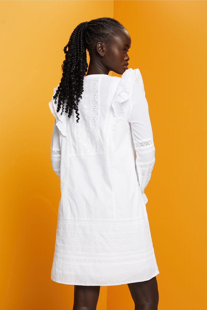 Cotton Lace Knee-Length Dress, WHITE, detail image number 3