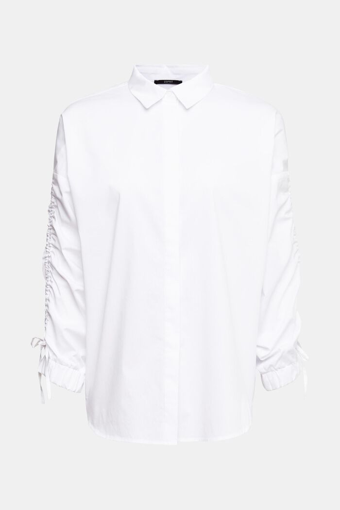 Shirt blouse with gathered sleeves, WHITE, detail image number 2