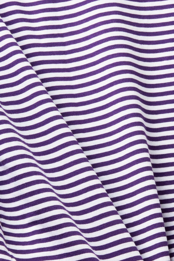 Striped cotton t-shirt with embroidered motif, DARK PURPLE, detail image number 5