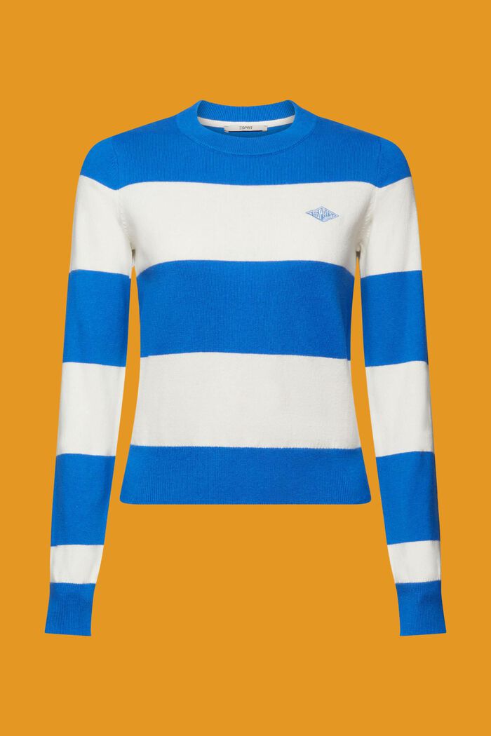 Striped cotton jumper with cashmere, BLUE, detail image number 6