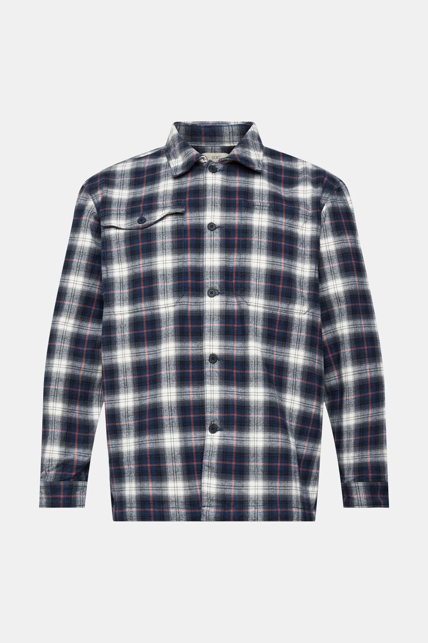 Pure cotton oversized shirt with checked pattern