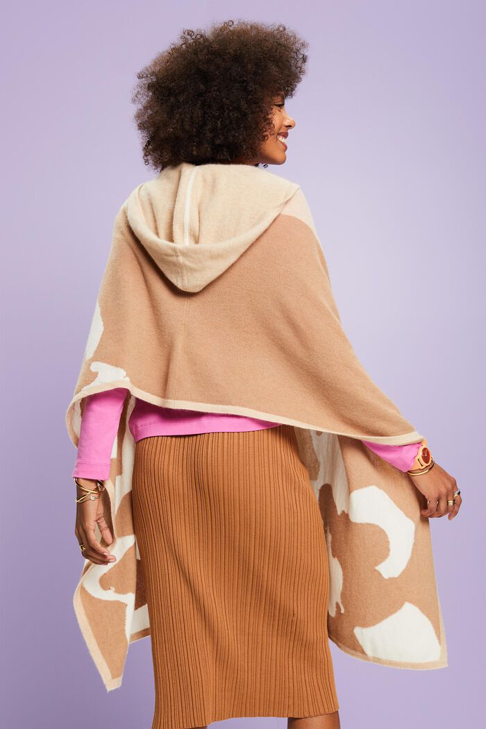 Hooded Cashmere Poncho, SAND, detail image number 2