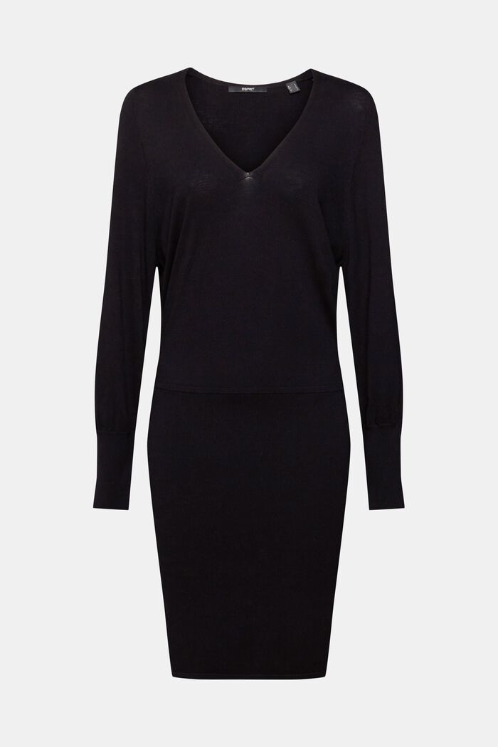 Knit dress with slit sleeves, LENZING™ ECOVERO™, BLACK, detail image number 2