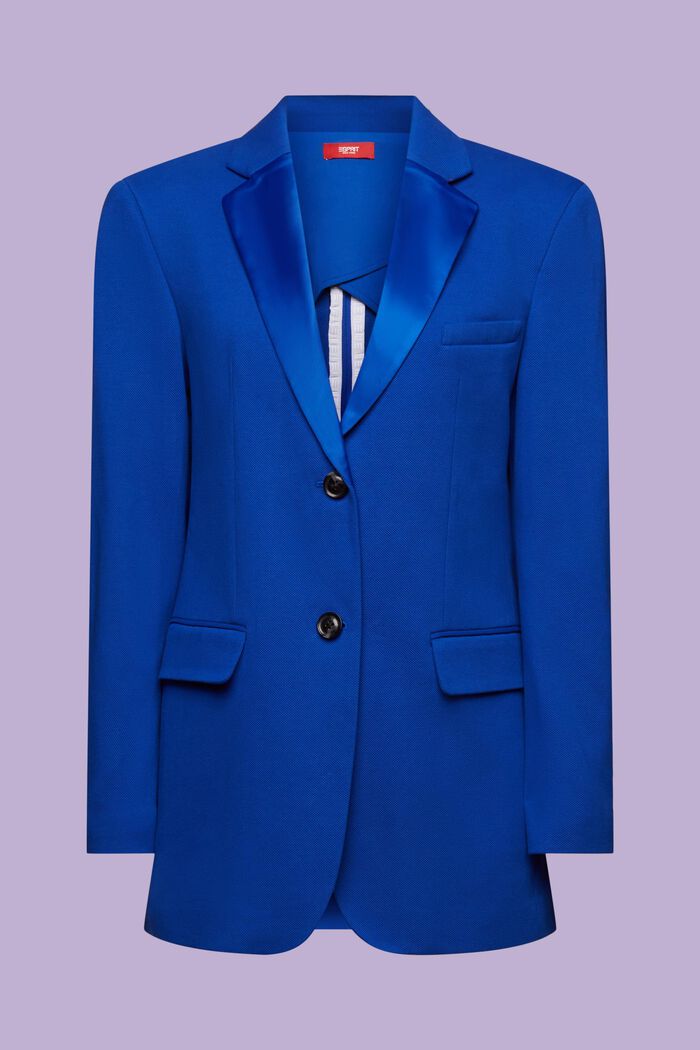 Textured Knit Tuxedo Blazer, Organic Cotton, BRIGHT BLUE, detail image number 5