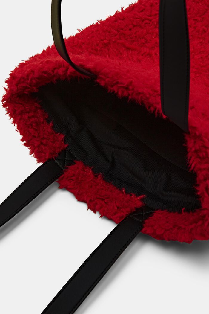 Faux Fur Tote Bag, DARK RED, detail image number 3