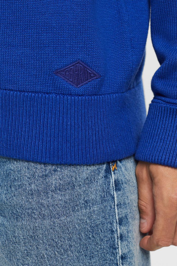Cotton Crewneck Sweatshirt, BRIGHT BLUE, detail image number 1