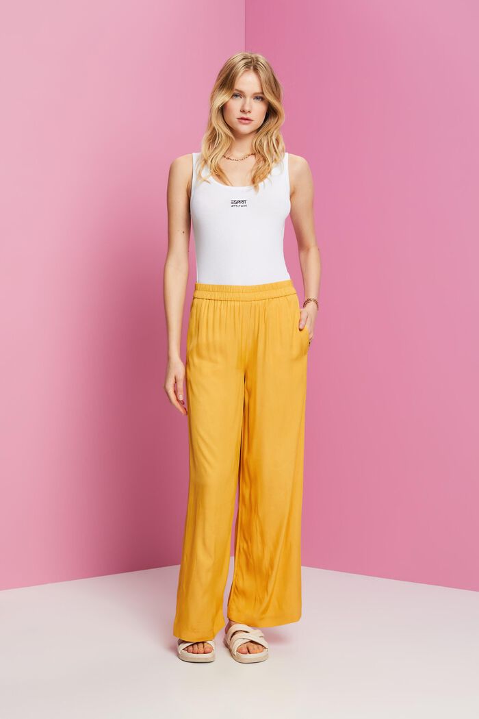 Wide leg trousers, LENZING™ ECOVERO™, SUNFLOWER YELLOW, detail image number 4