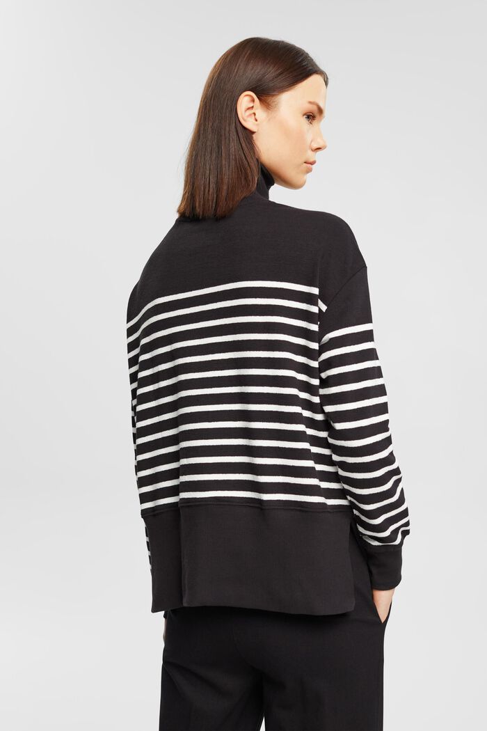 Striped half-zip sweater, BLACK, detail image number 4