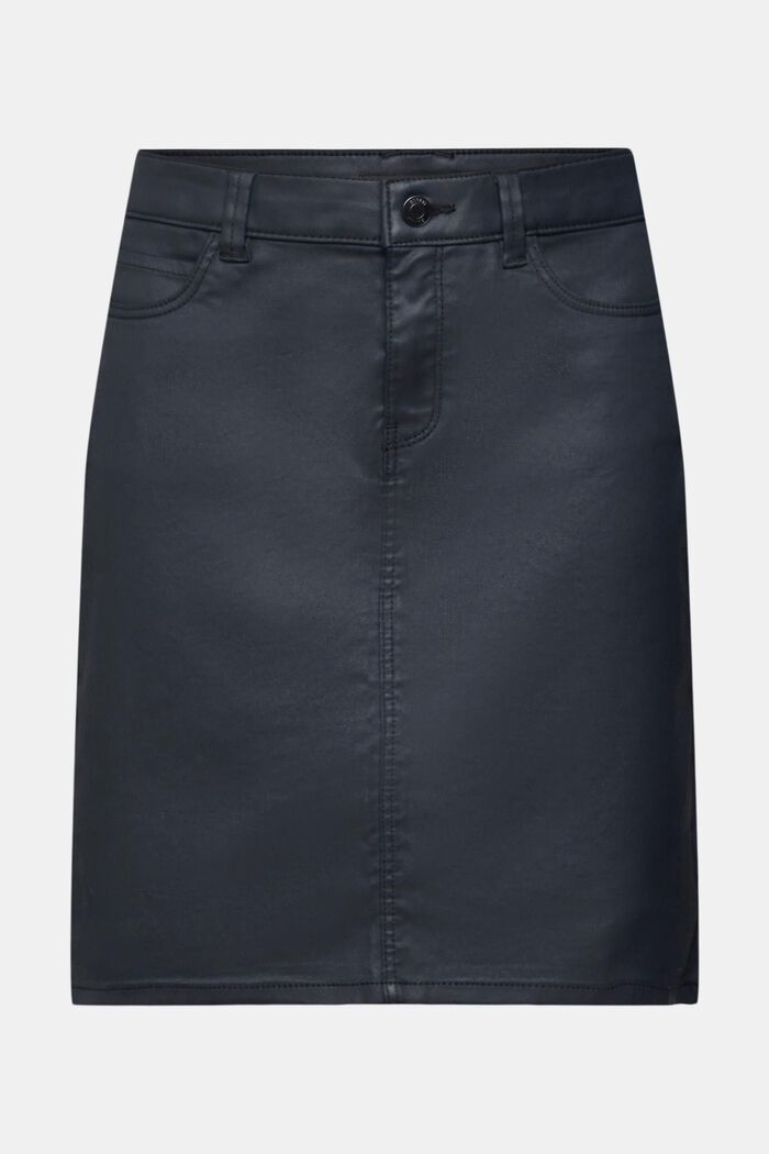 Leather effect knee-length skirt, BLACK, detail image number 7