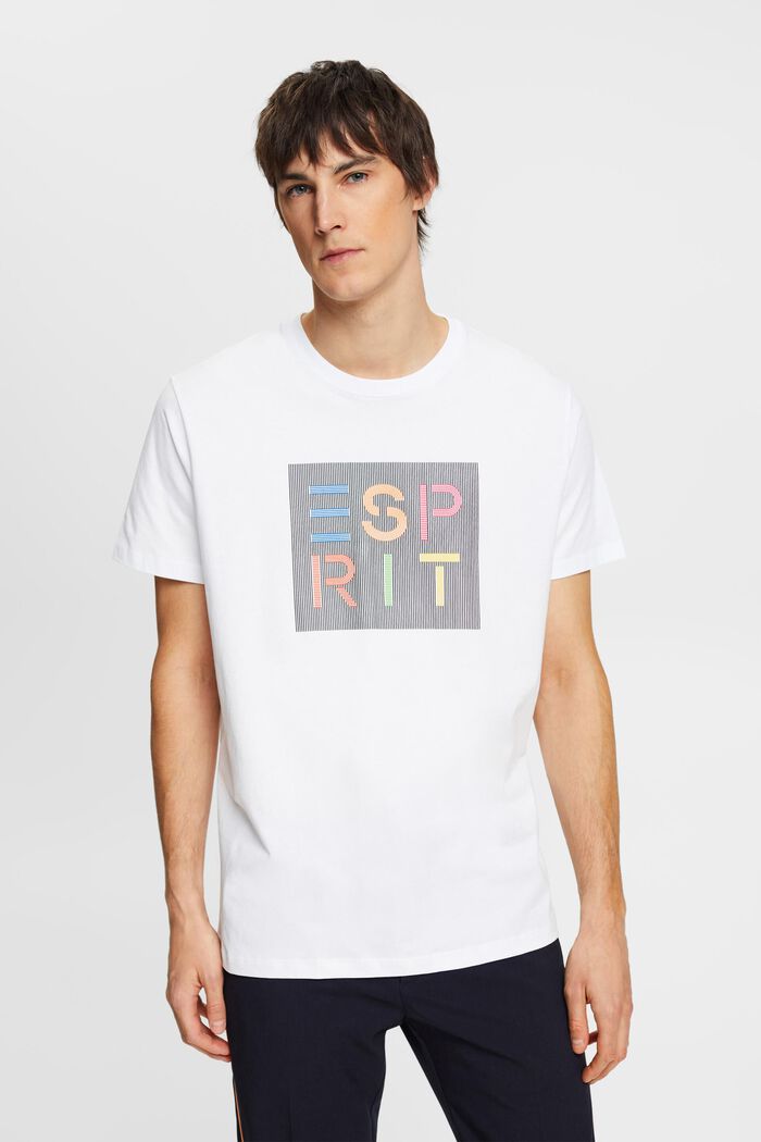 T-shirt with an appliquéd logo, organic cotton, WHITE, detail image number 0